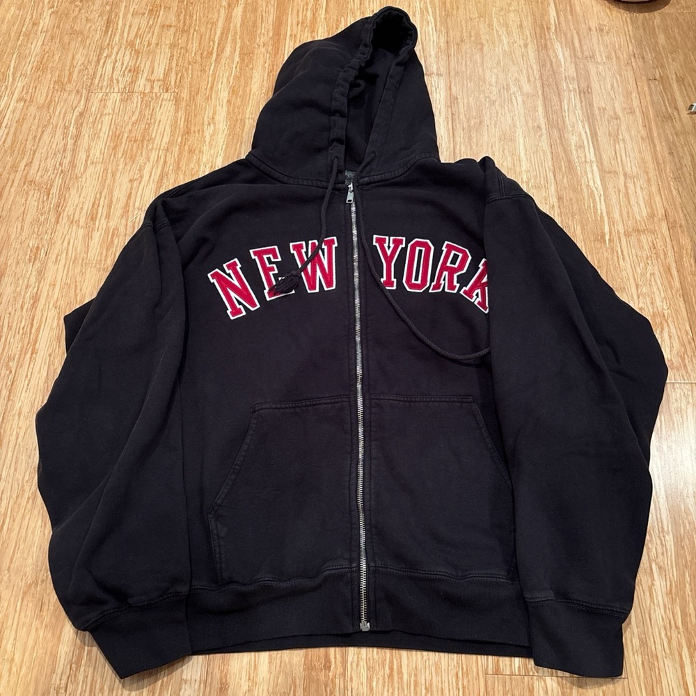 Brandy Melville Black Hoodie with Red Lettering